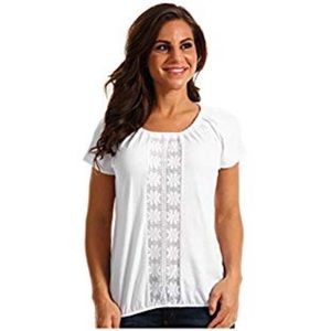 Prana Jana Floral Lace Top Short Sleeve